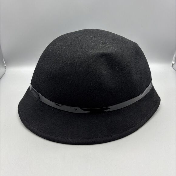 Scala Collezione Cloche Hat Womens One Size Wool Black Horsebit Trim - Picture 4 of 10
